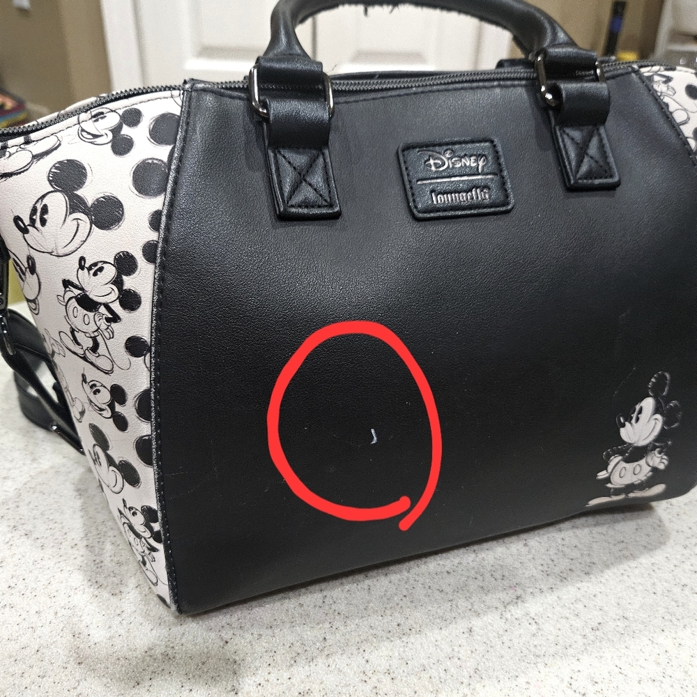 DISNEY LOUNGEFLY PURSE, Mickey Mouse Handbag, Handle Needs Repair - Picture 6 of 8